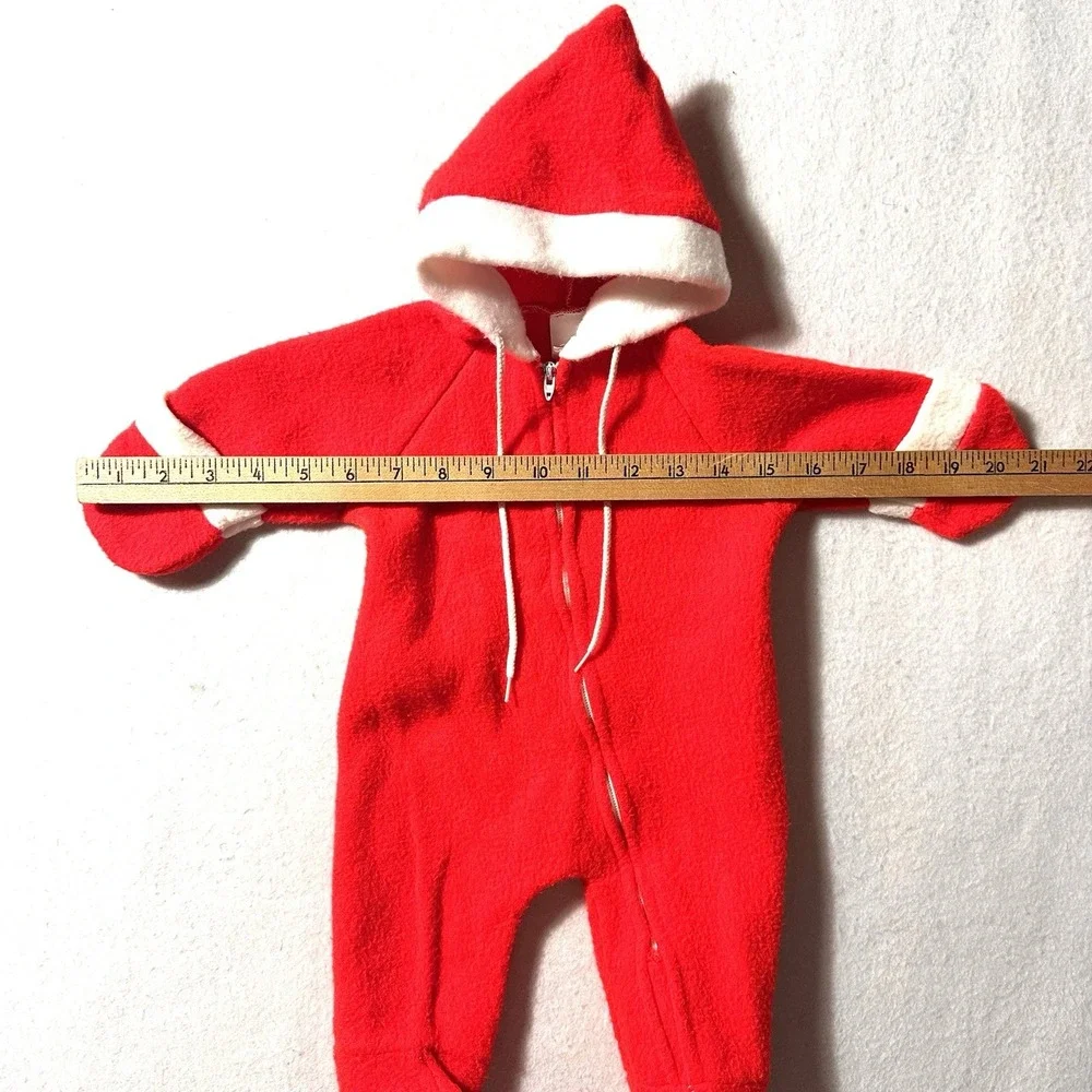 Vintage Toddle Time 0-9 Months Christmas MCM‎ Red Santa Bunting Zip JC Penny